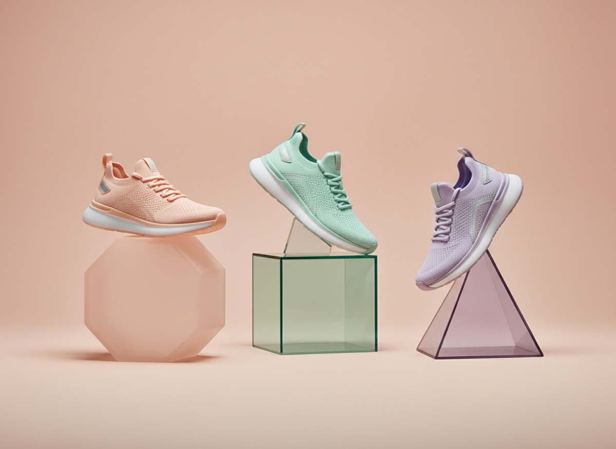Pastel renkli spor ayakkabılar, e-ticaret çekimi
